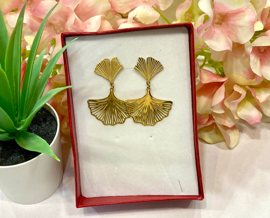 Pendientes acero doble abanico