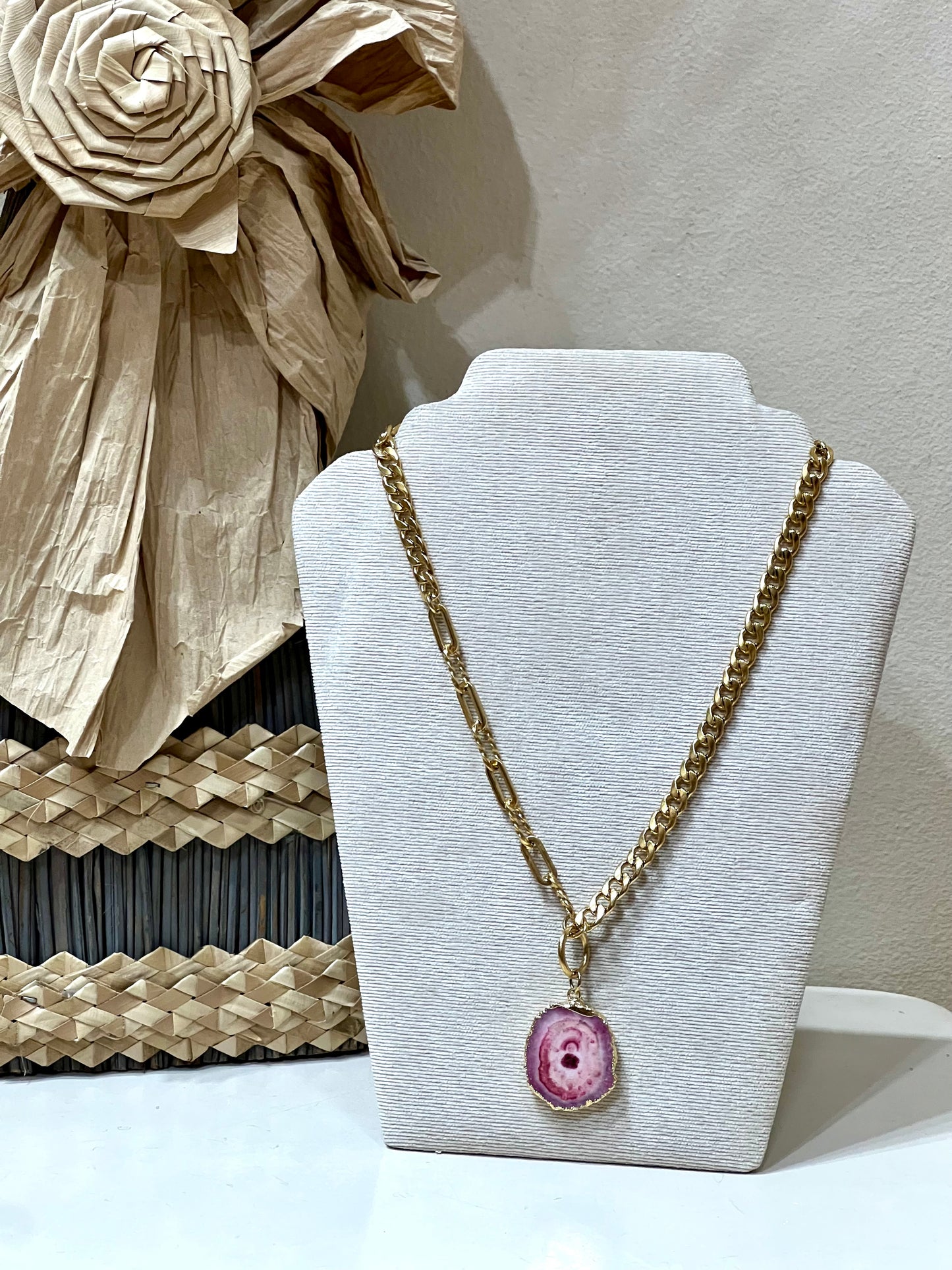 Collar acero y piedra central