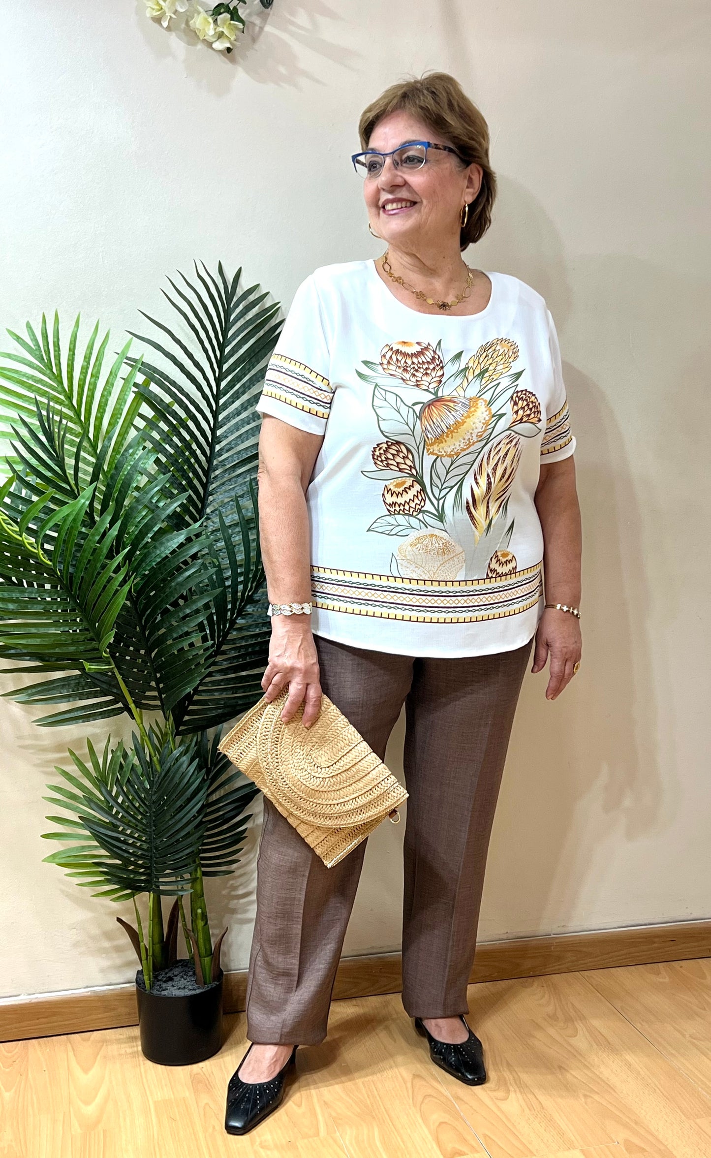Blusa centro floreado