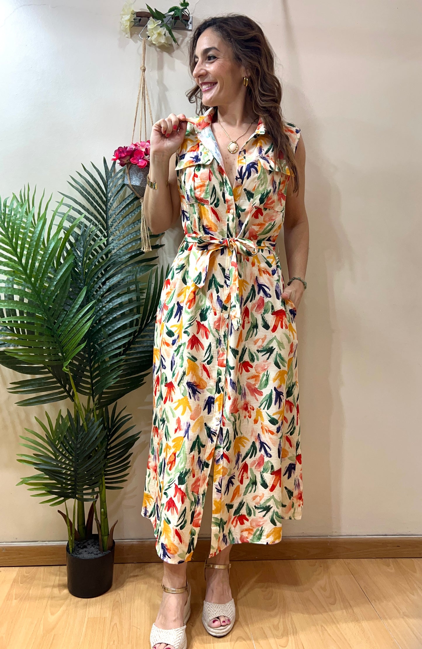 Vestido camisero trazos