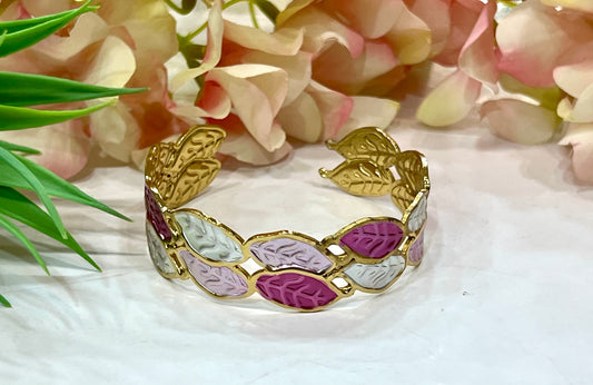 Brazalete acero hojas