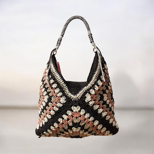 Bolso rafia patchwork