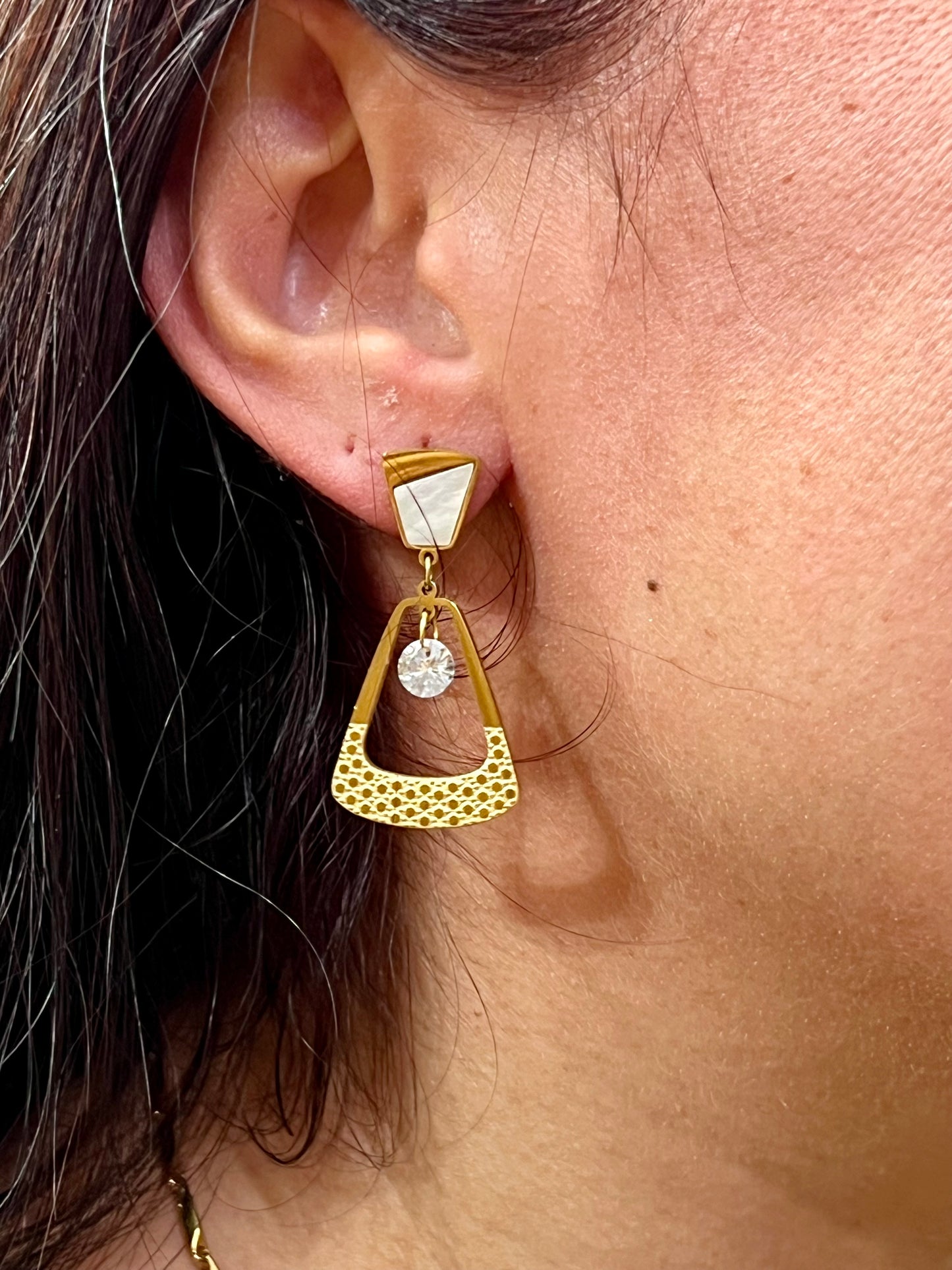 Pendientes acero combi anacarado