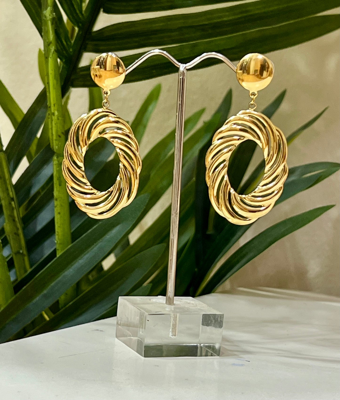 Pendientes acero maxi aro labrado