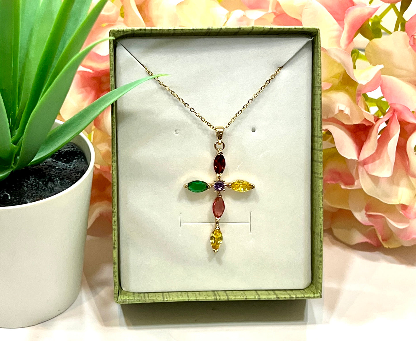 Cruz acero zirconitas