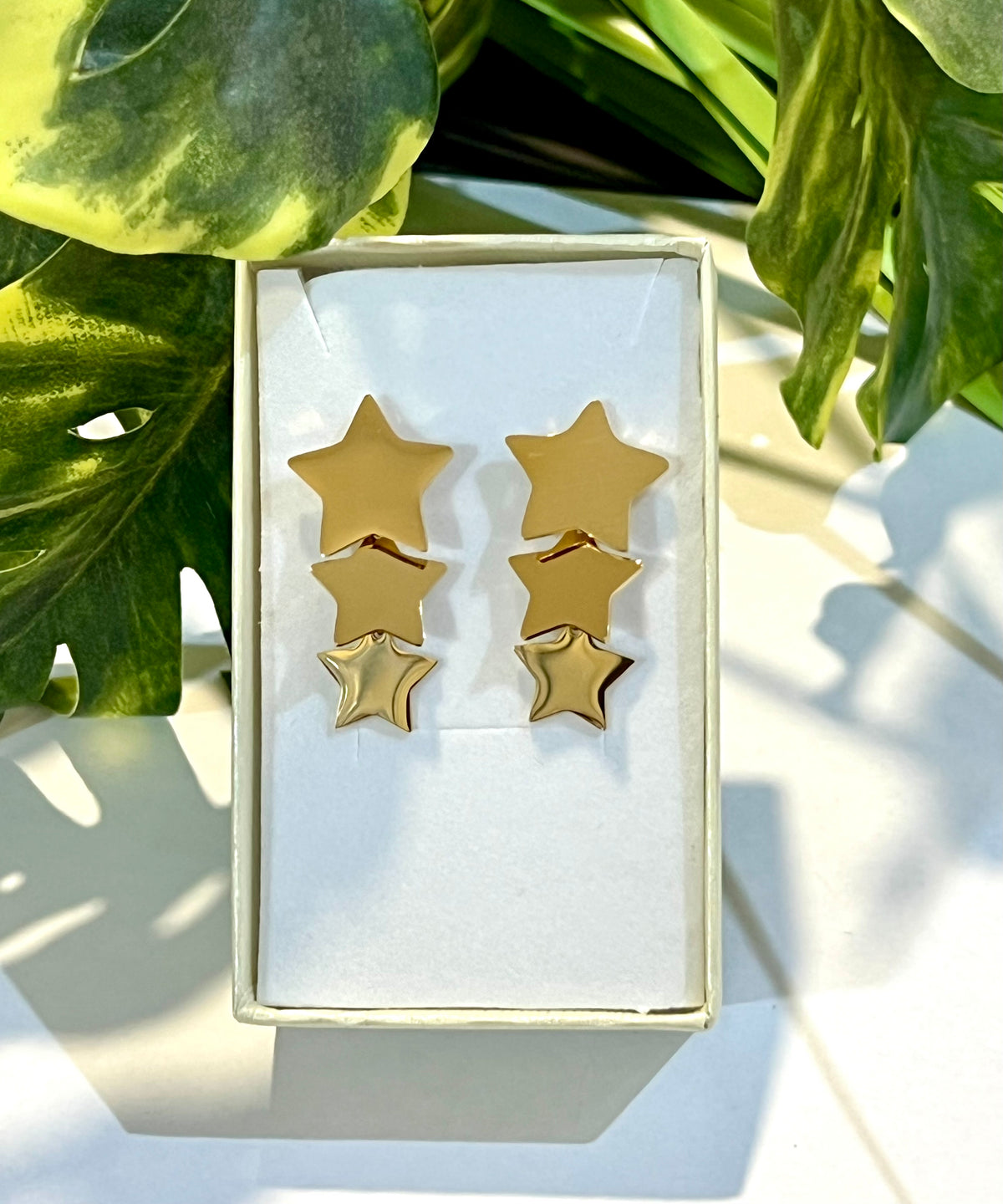 Pendientes acero tres estrellas