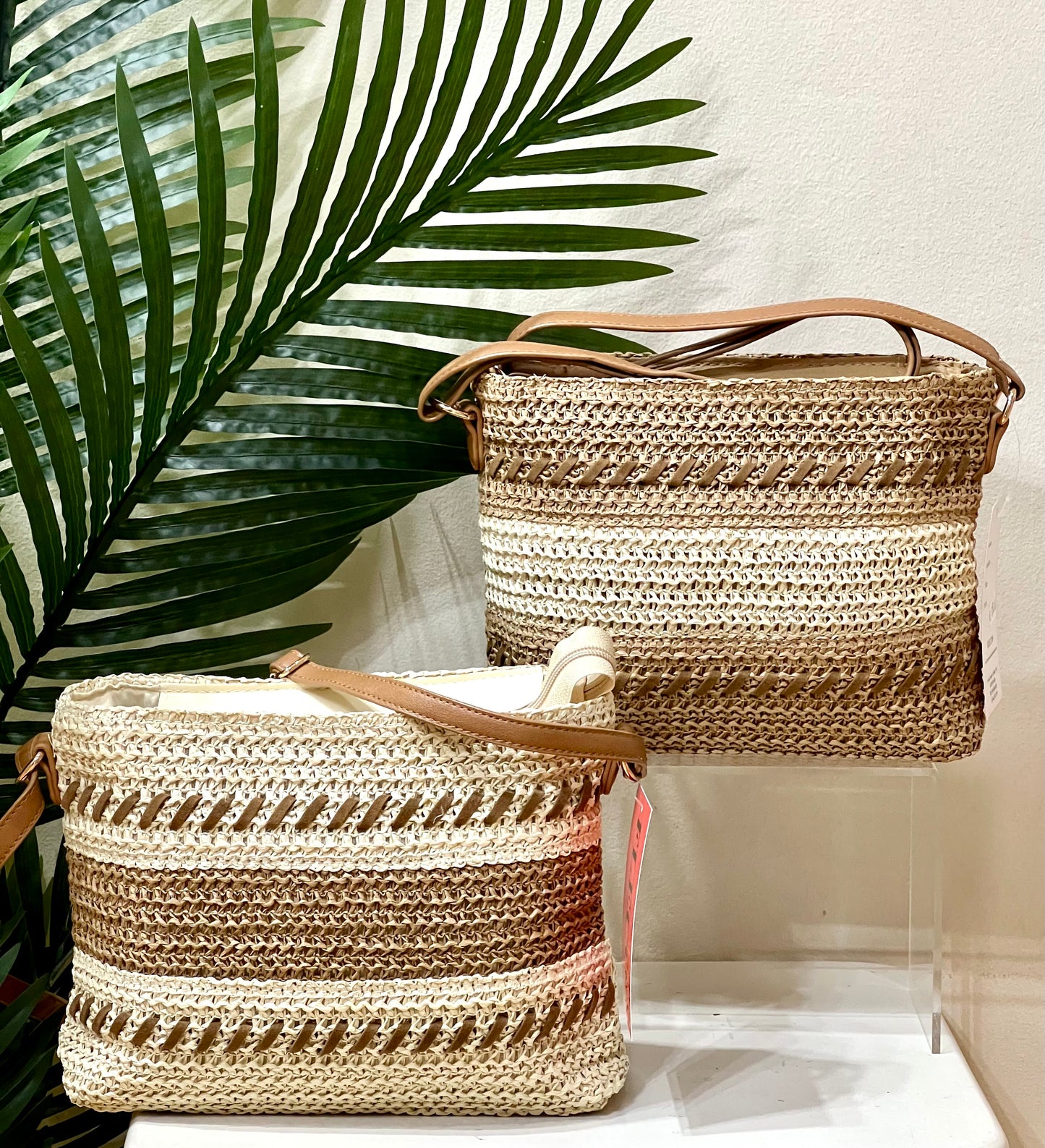 Bolso bandolera rafia a rayas