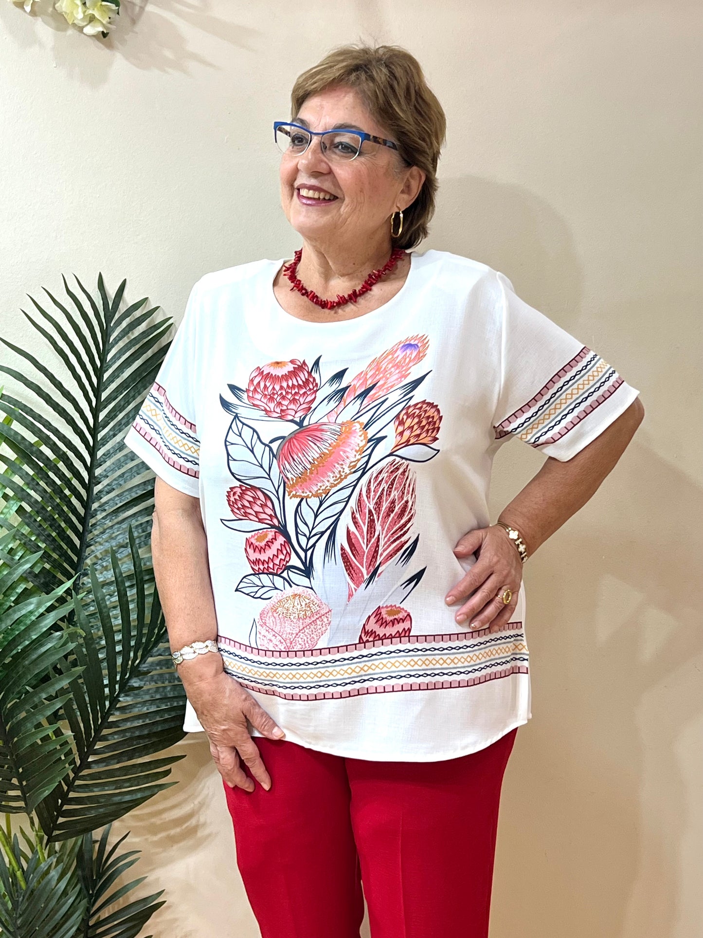 Blusa centro floreado
