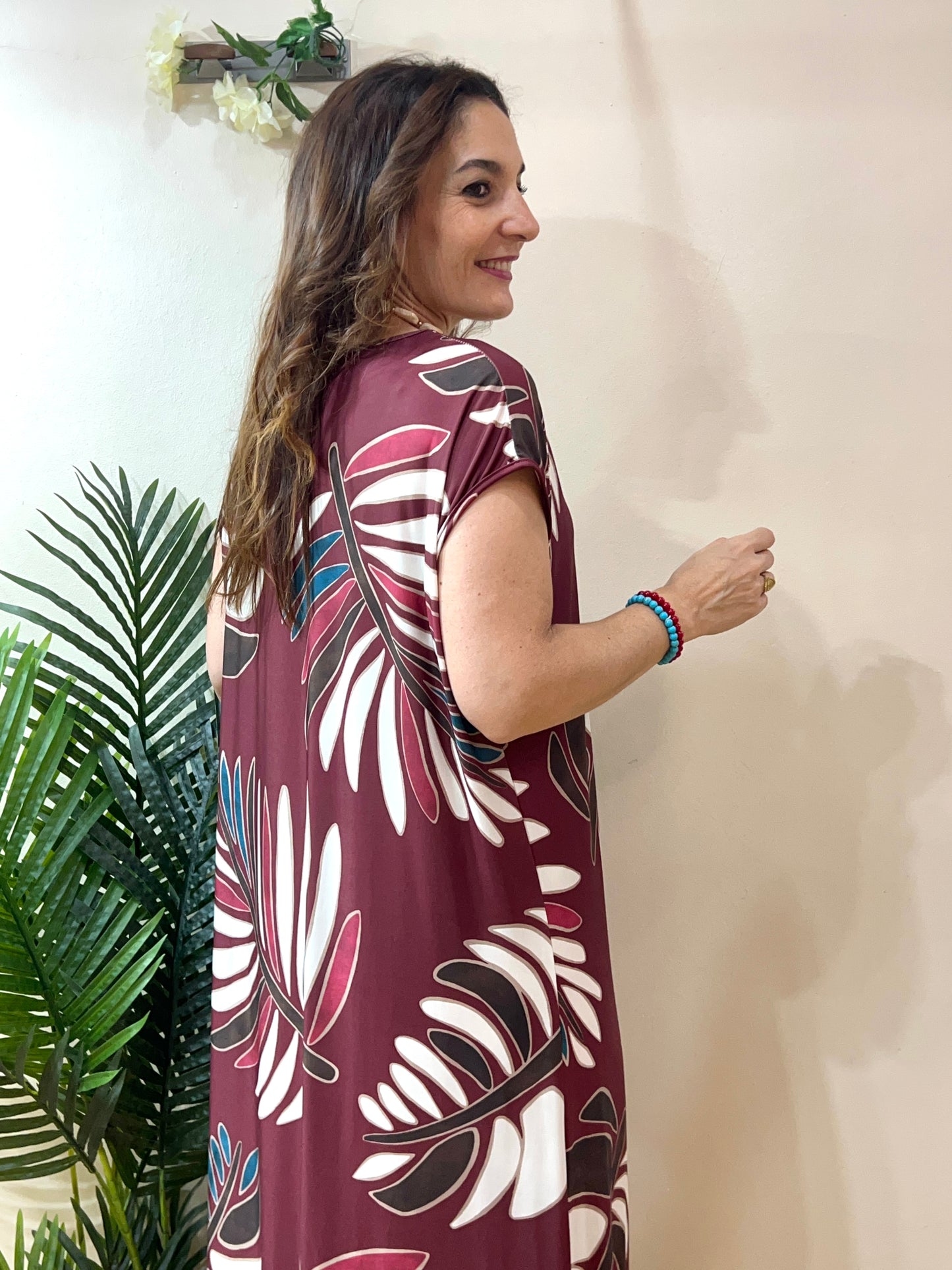 Vestido fluido hoja