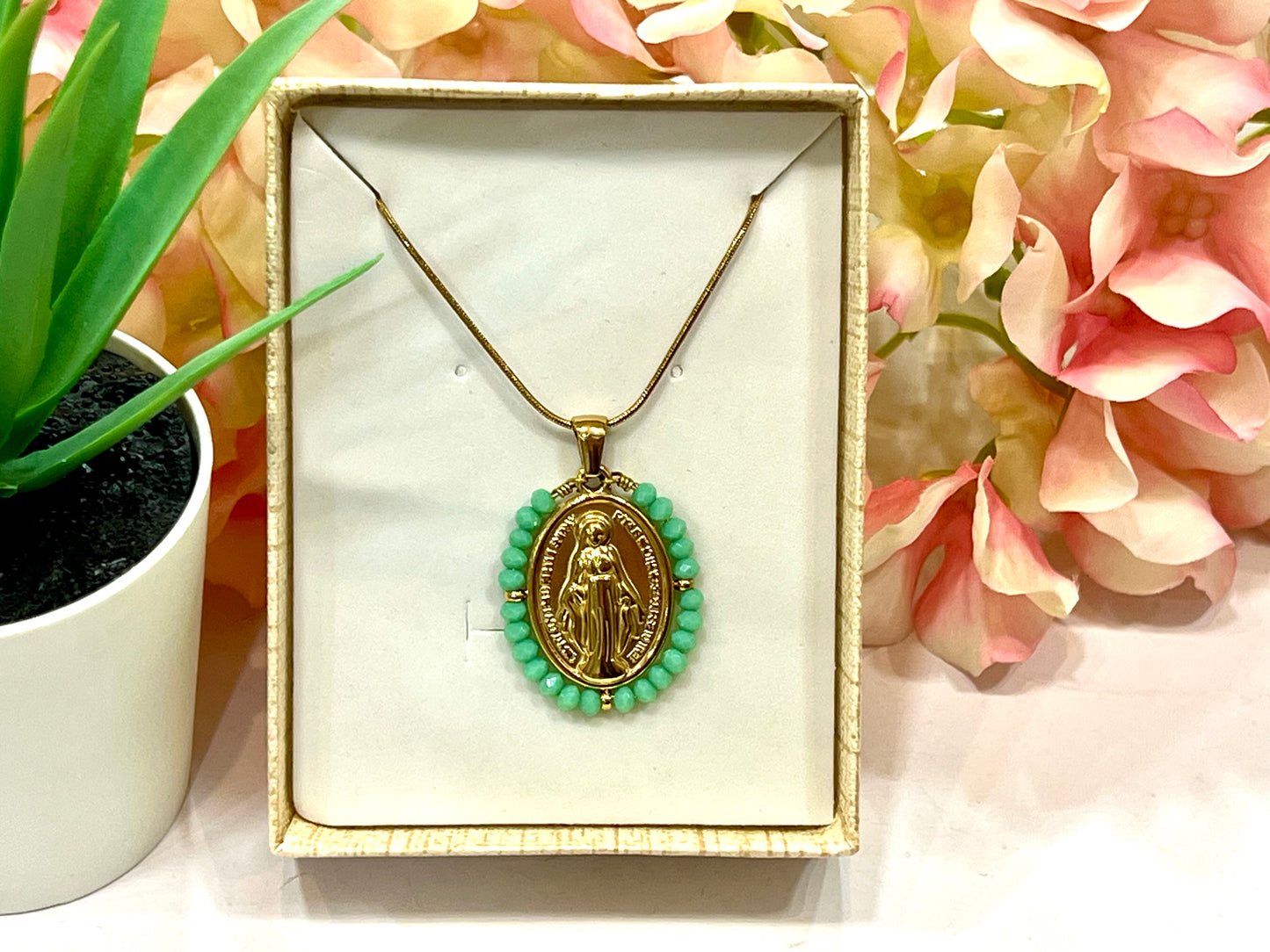 Collar acero Virgen Milagrosa