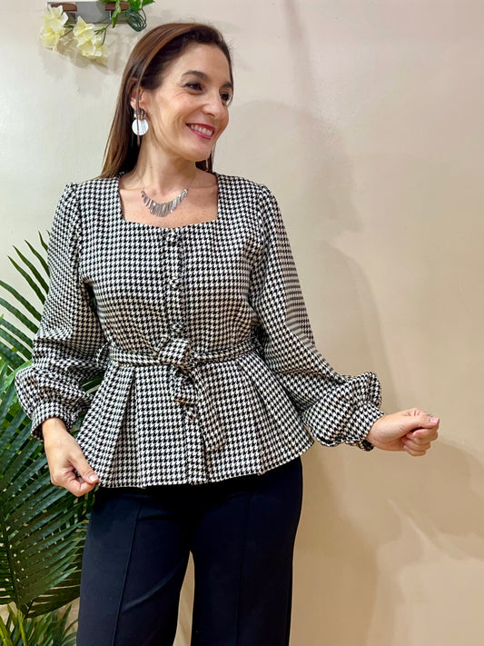 Blusa peplum patita de gallo