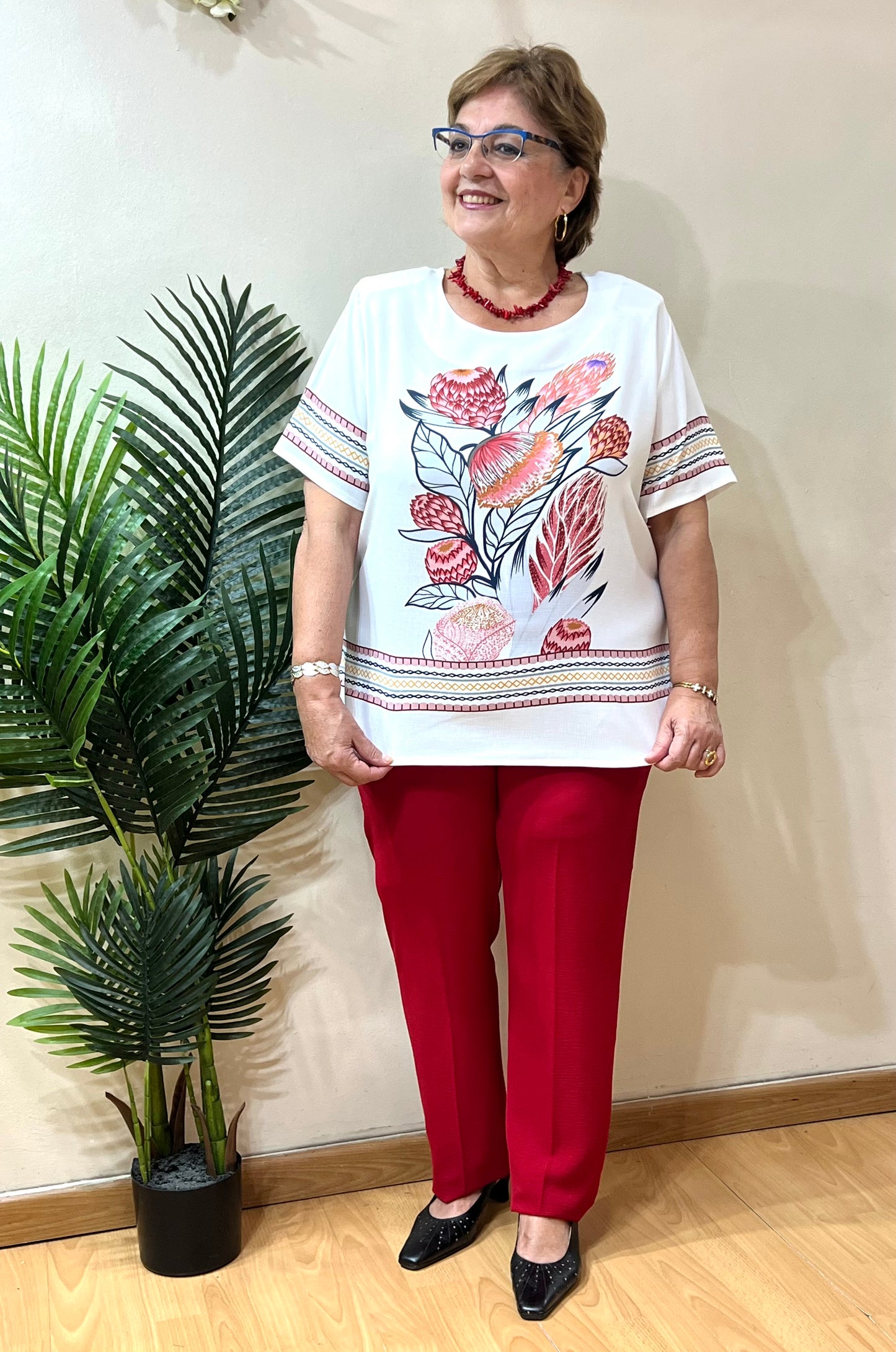 Blusa centro floreado