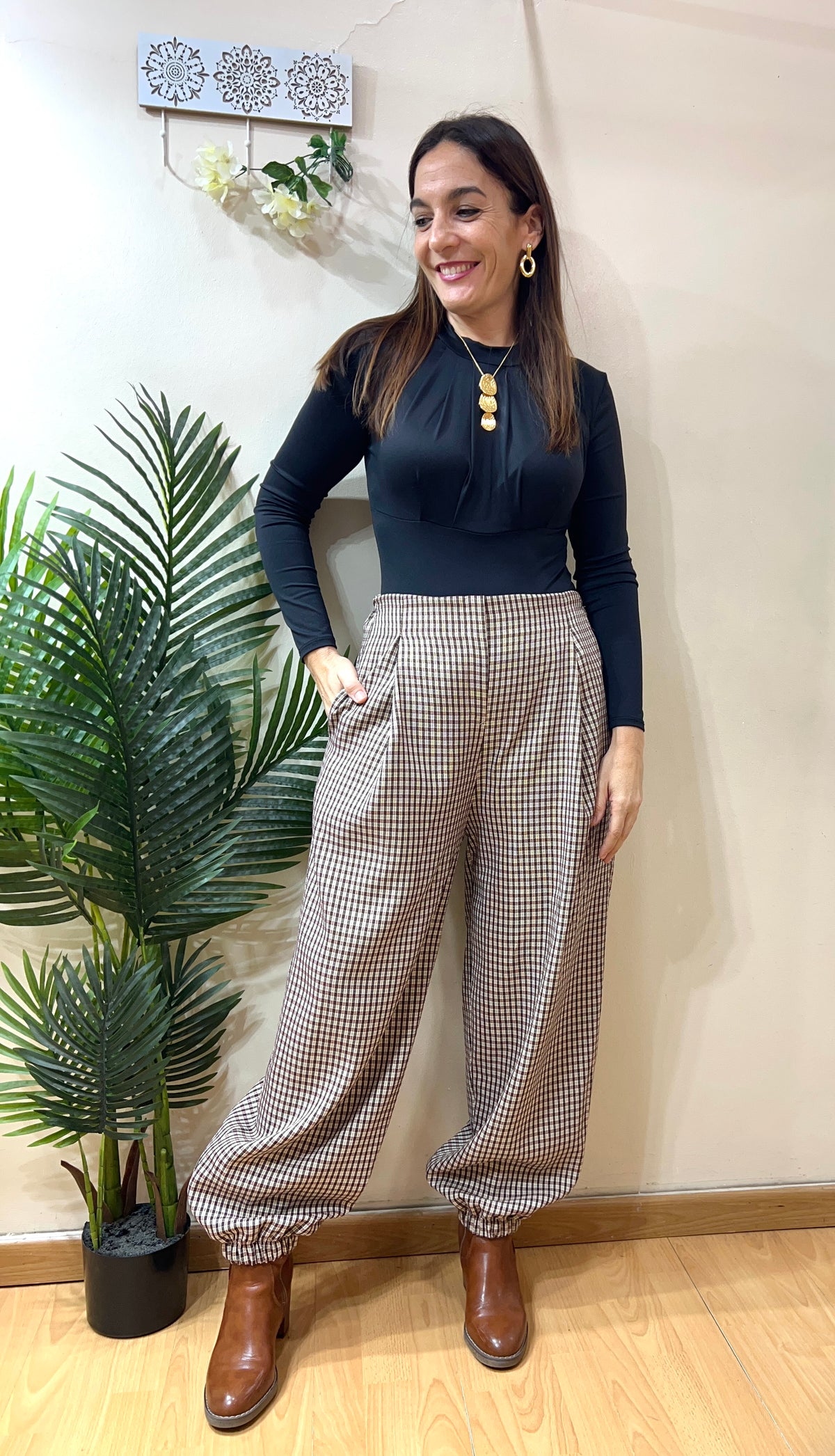 Pantalón bombacho patita de gallo