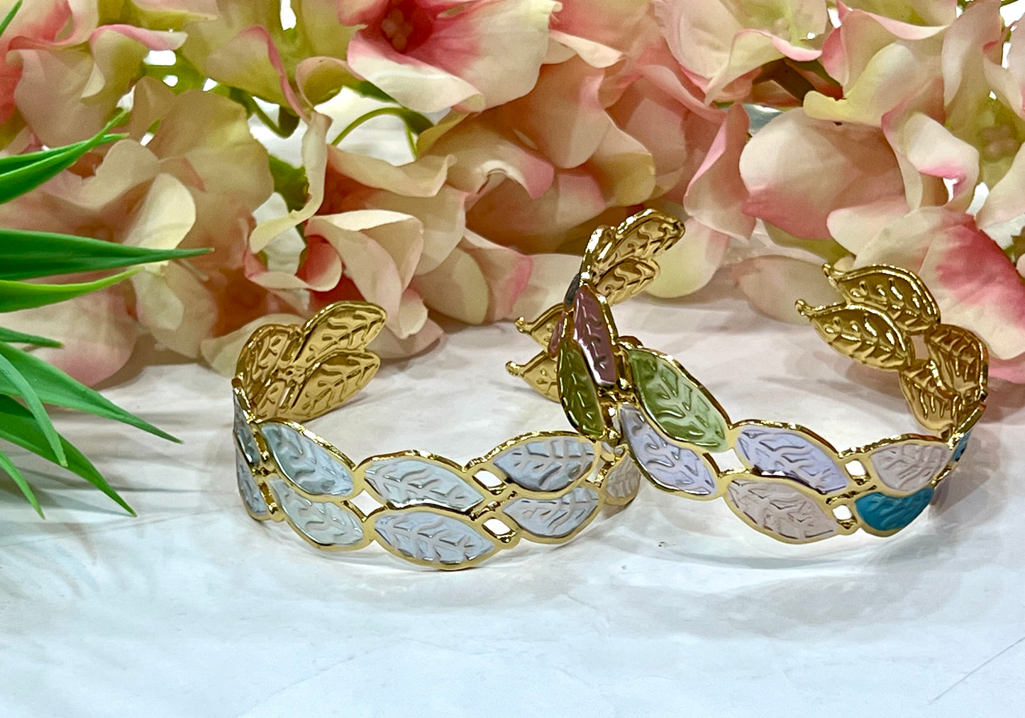 Brazalete acero hojas