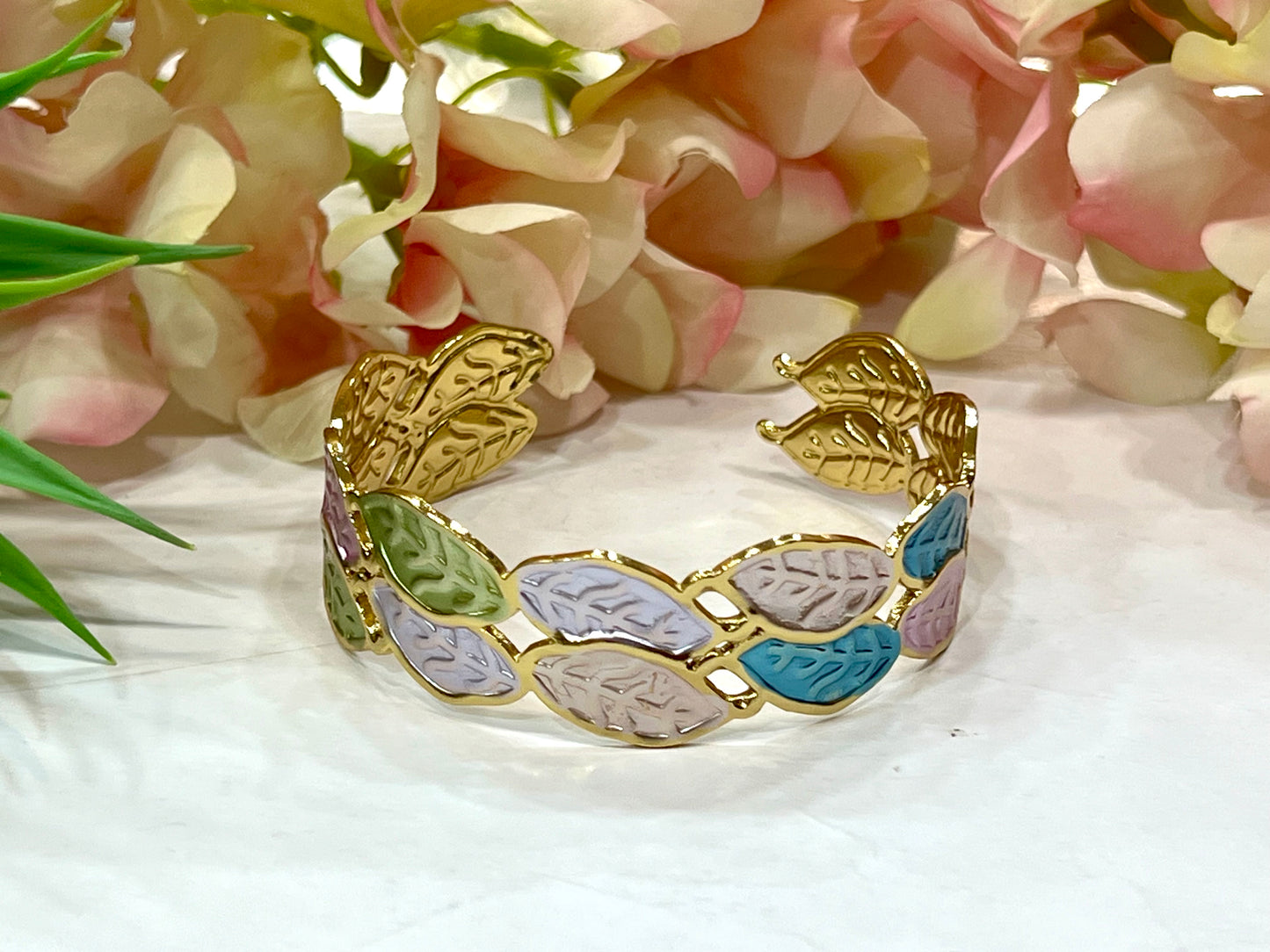 Brazalete acero hojas