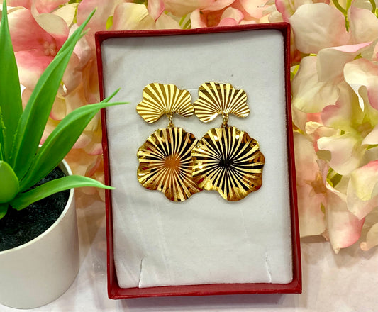 Pendientes acero doble flor bonita