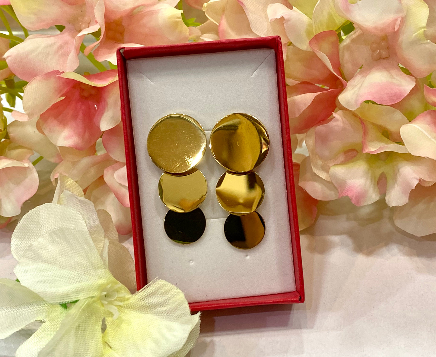 Pendientes acero tres monedas