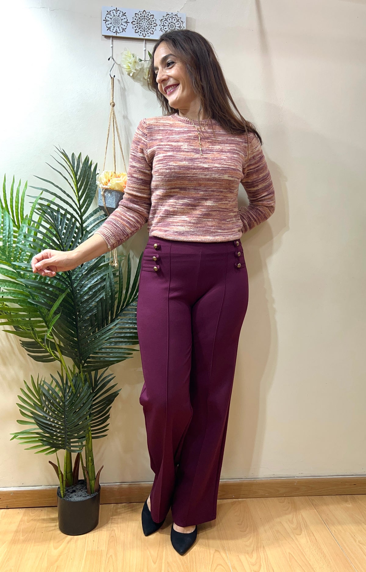 Pantalón recto galones