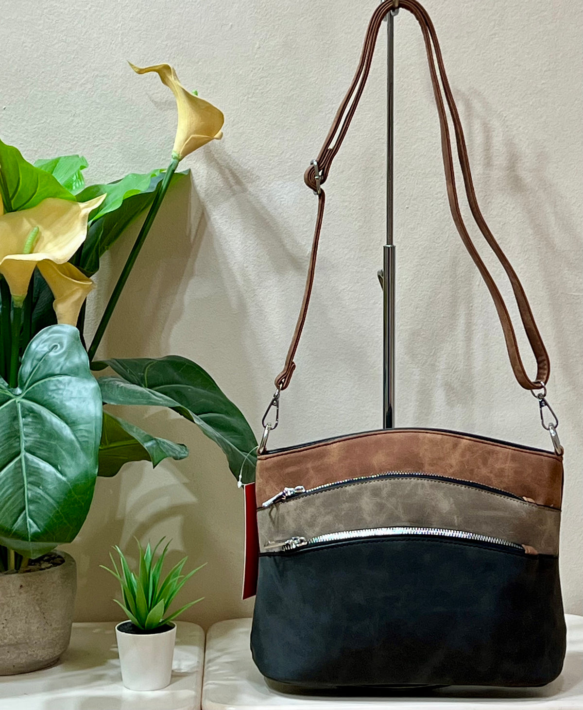 Bolso bandolera triple línea