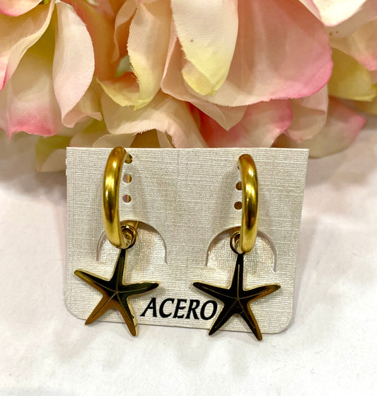 Pendientes acero Estrella de mar verano