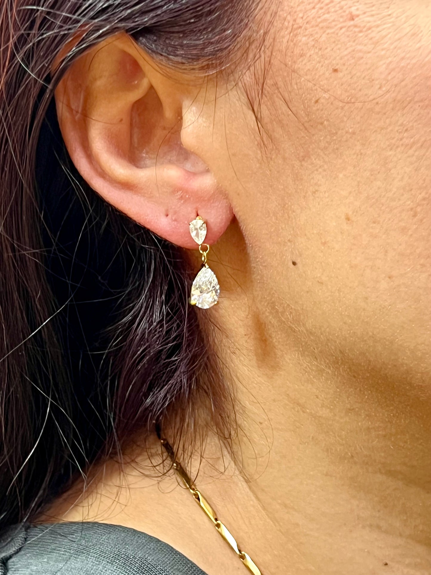 Pendientes acero lagrima brillo