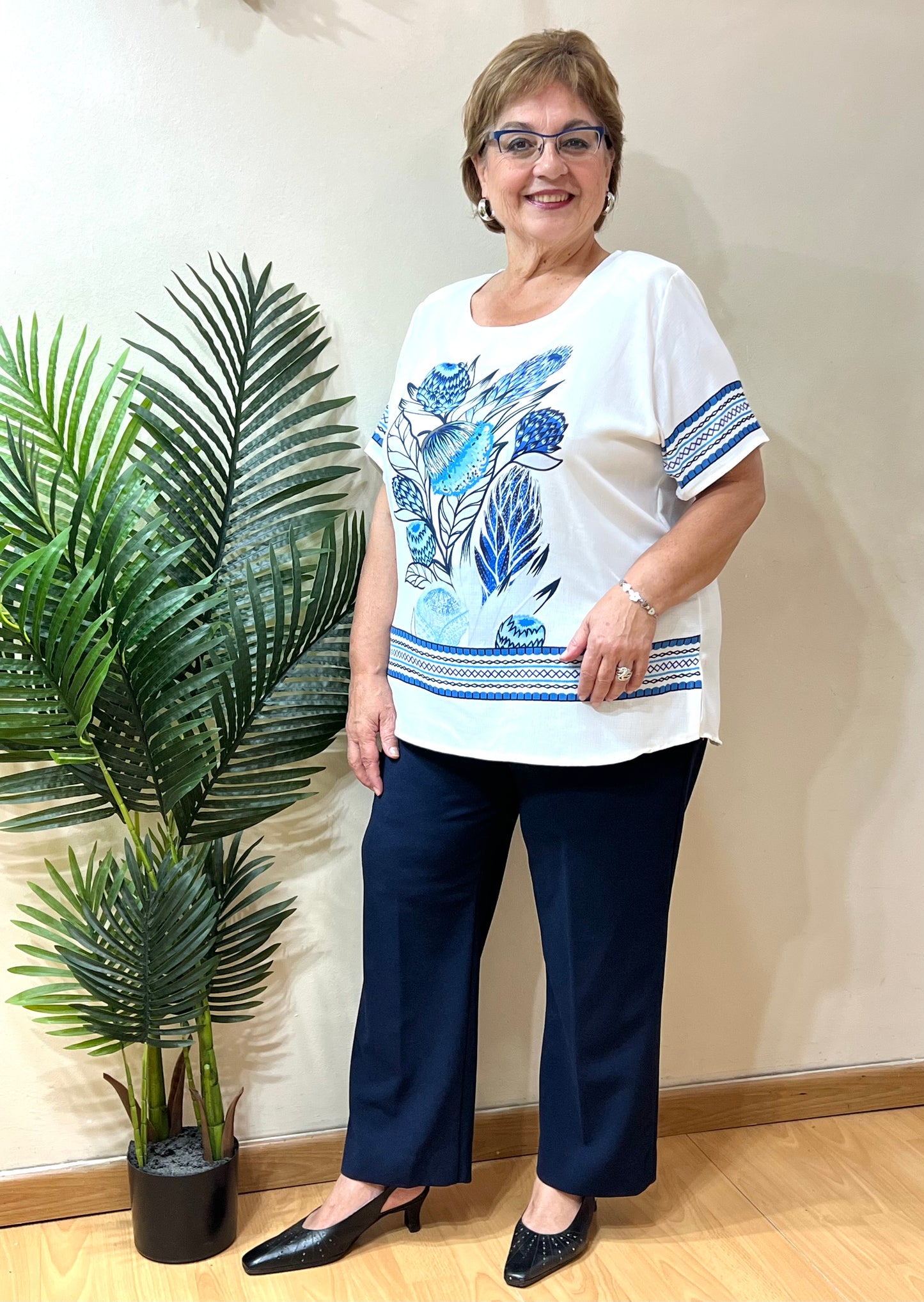 Blusa centro floreado