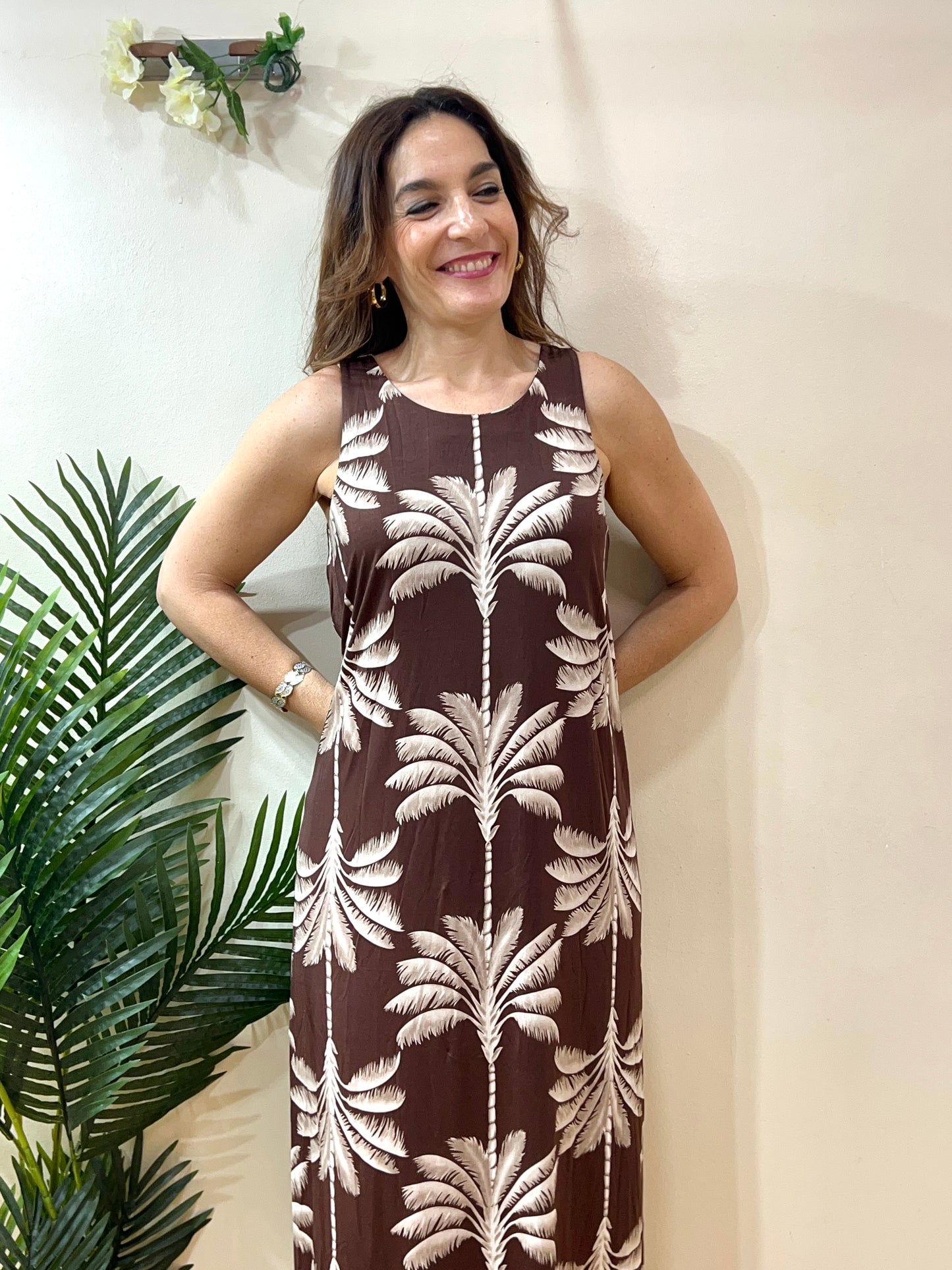 Vestido fluido palmeras tropical