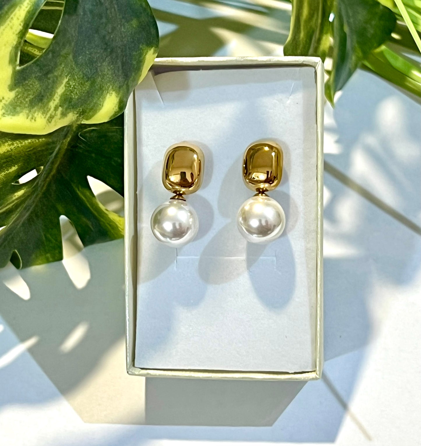 Pendientes acero y perla