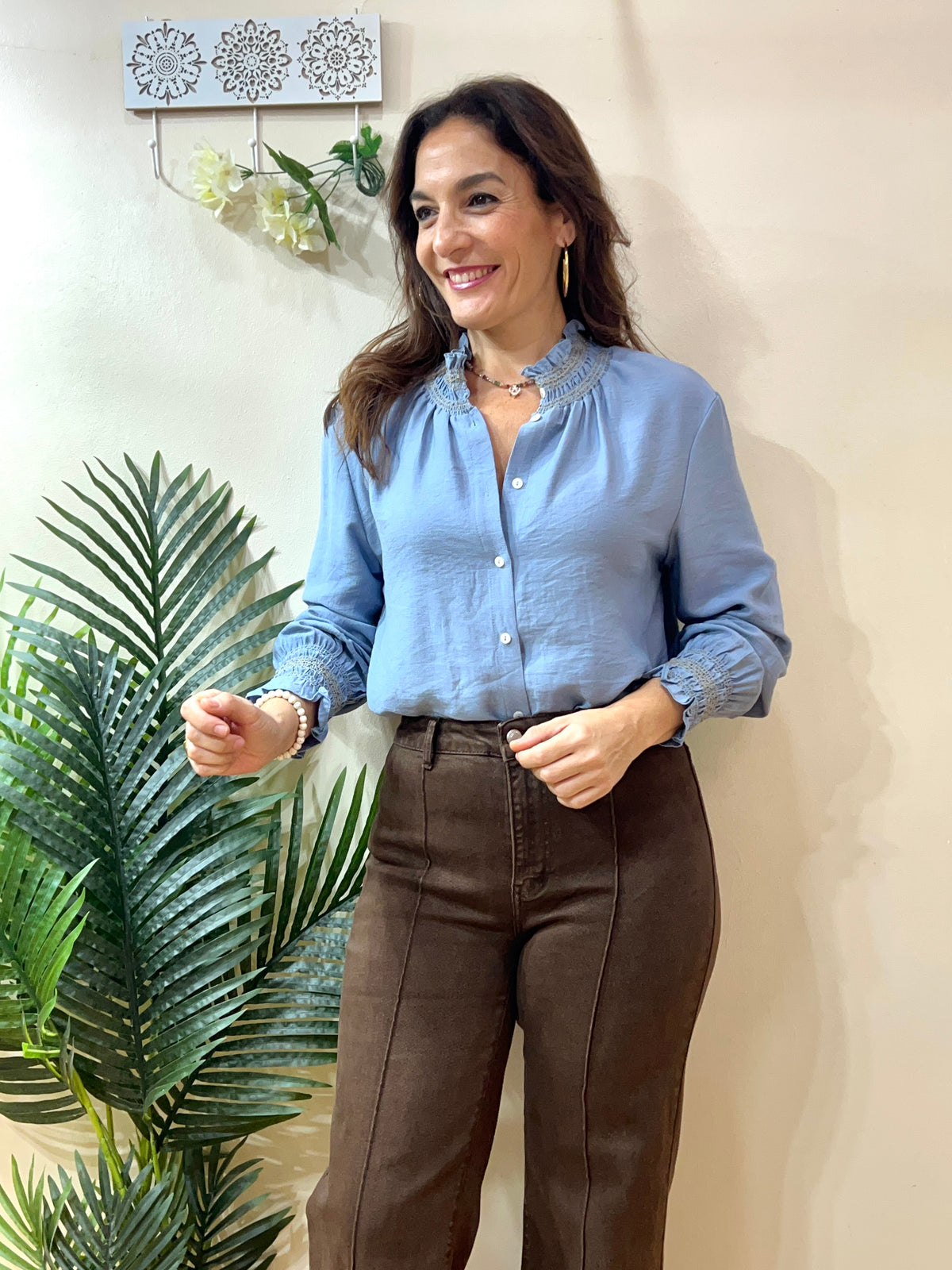Blusa cuello frunce