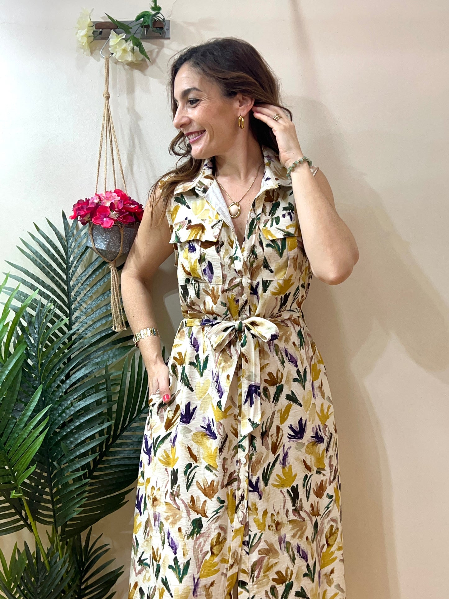 Vestido camisero trazos