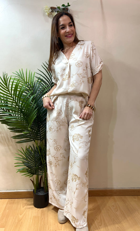 Pantalón fluido bordado