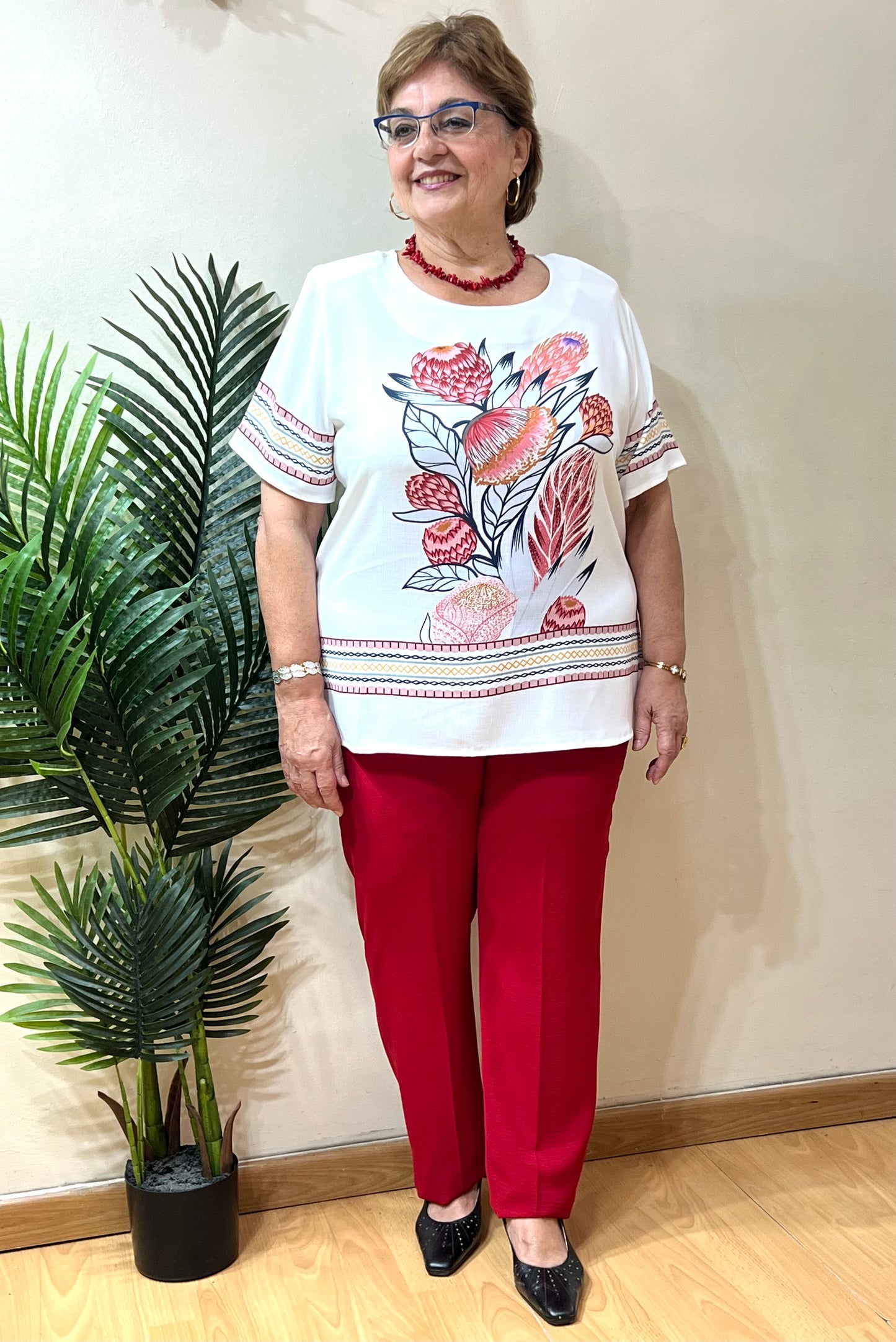 Blusa centro floreado