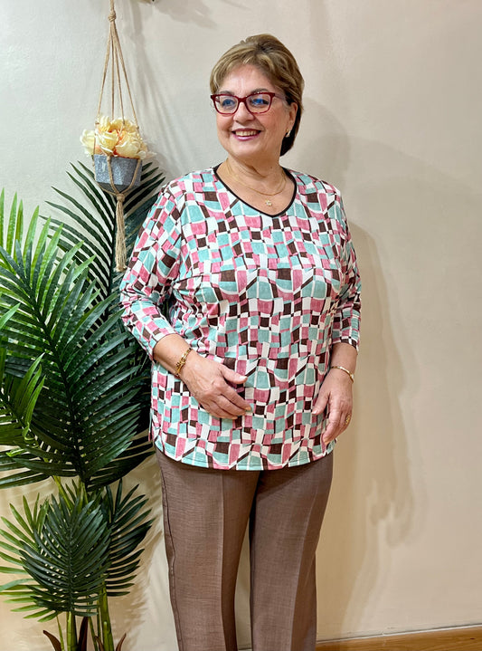 Camiseta cuadros asimétricos