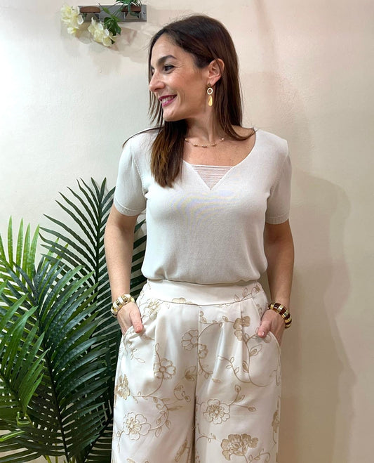 Suéter escote hilos