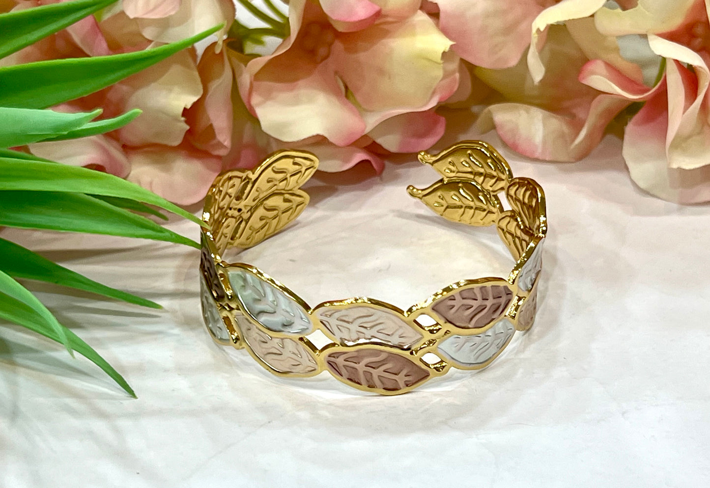 Brazalete acero hojas