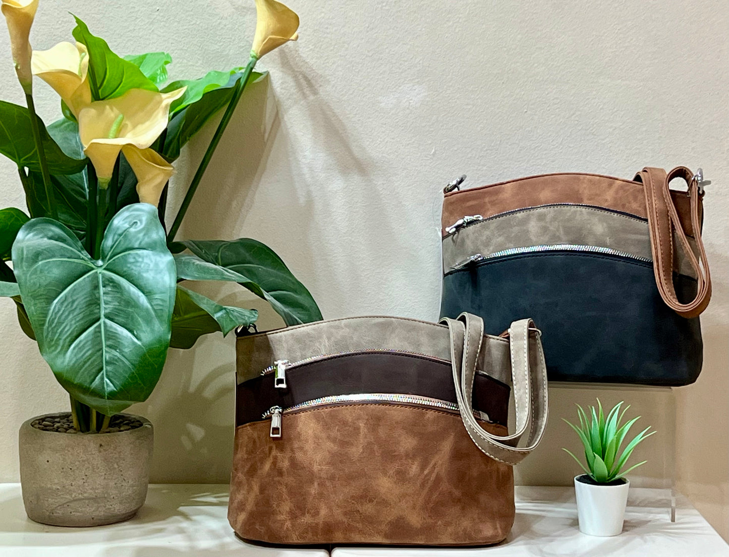 Bolso bandolera triple línea