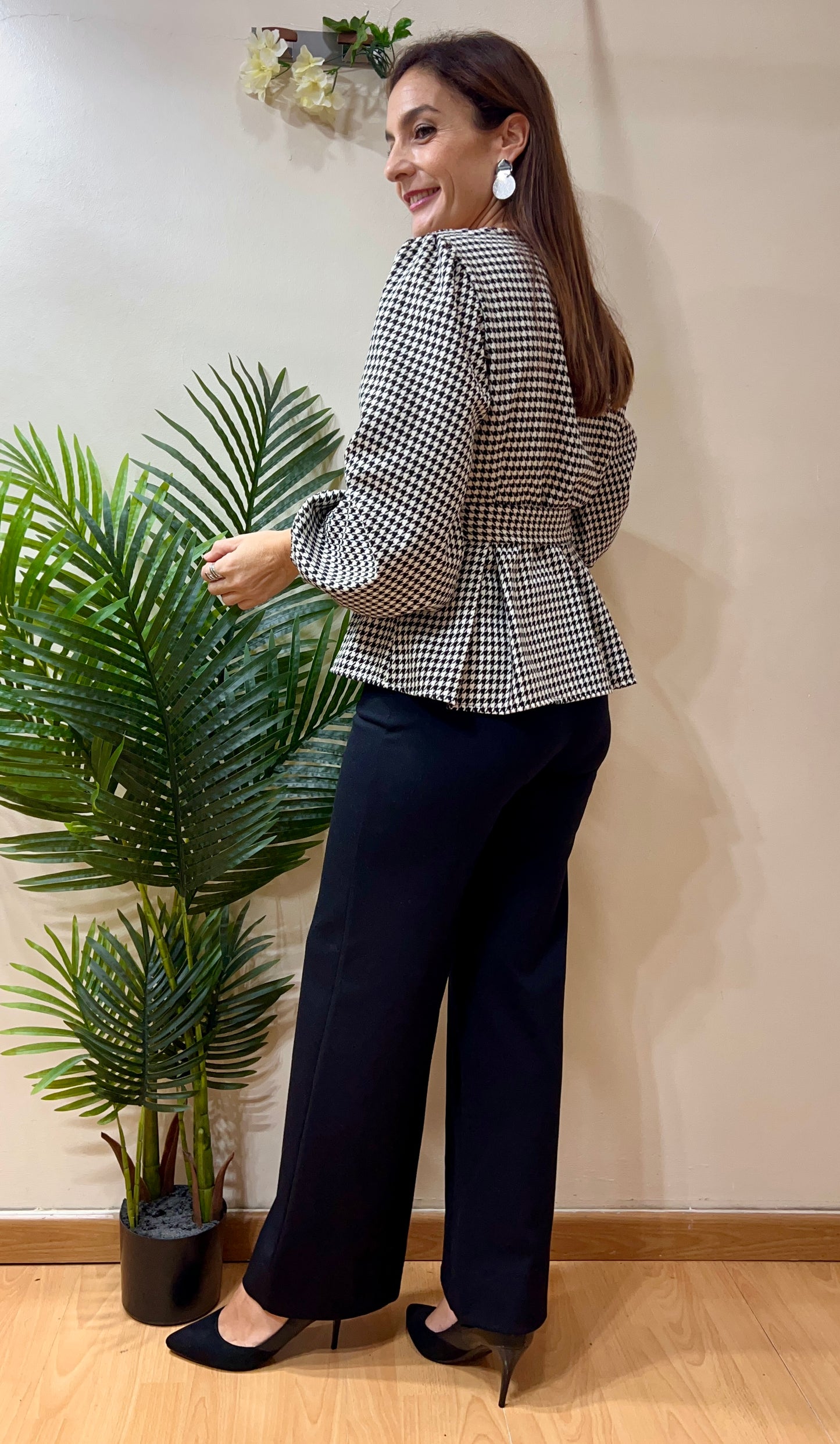 Blusa peplum patita de gallo