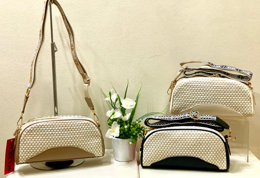 Bolso combi rafia y polipiel