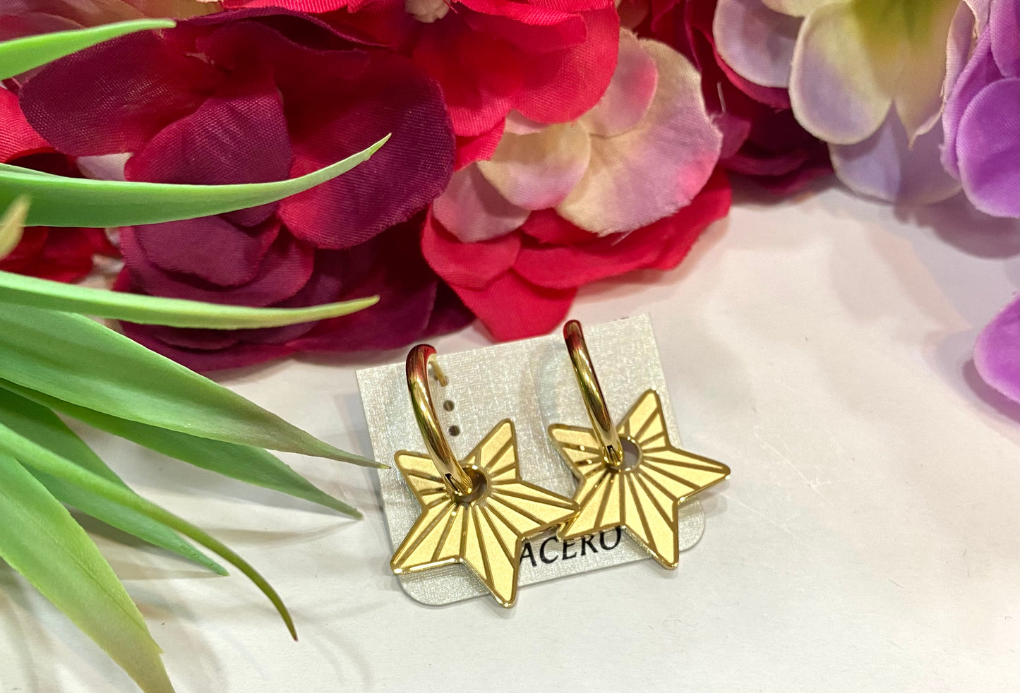 Pendientes acero star glam