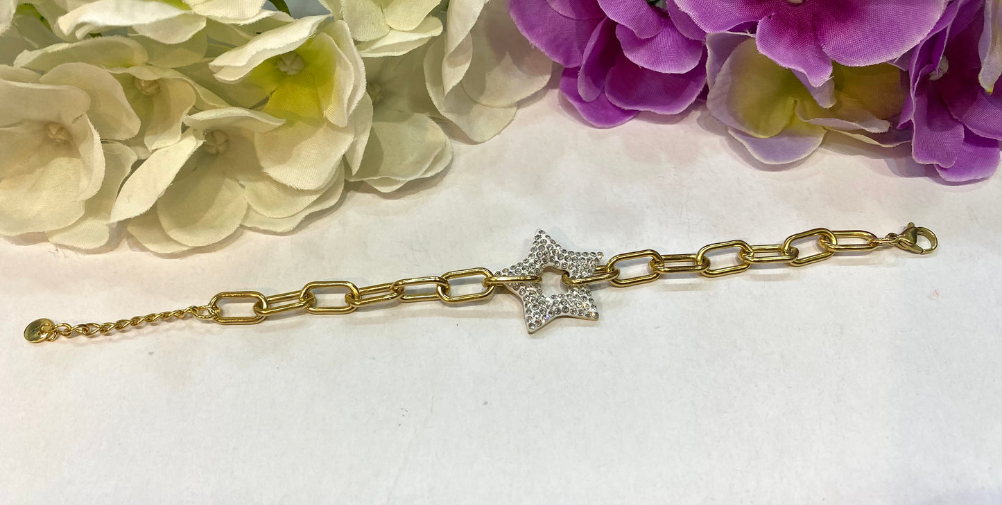 Pulsera acero centro estrella brillo