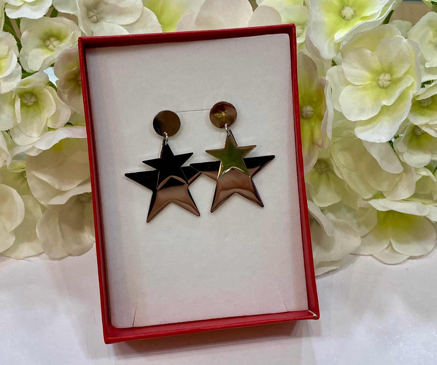 Pendientes acero doble estrella