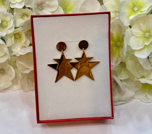 Pendientes acero doble estrella