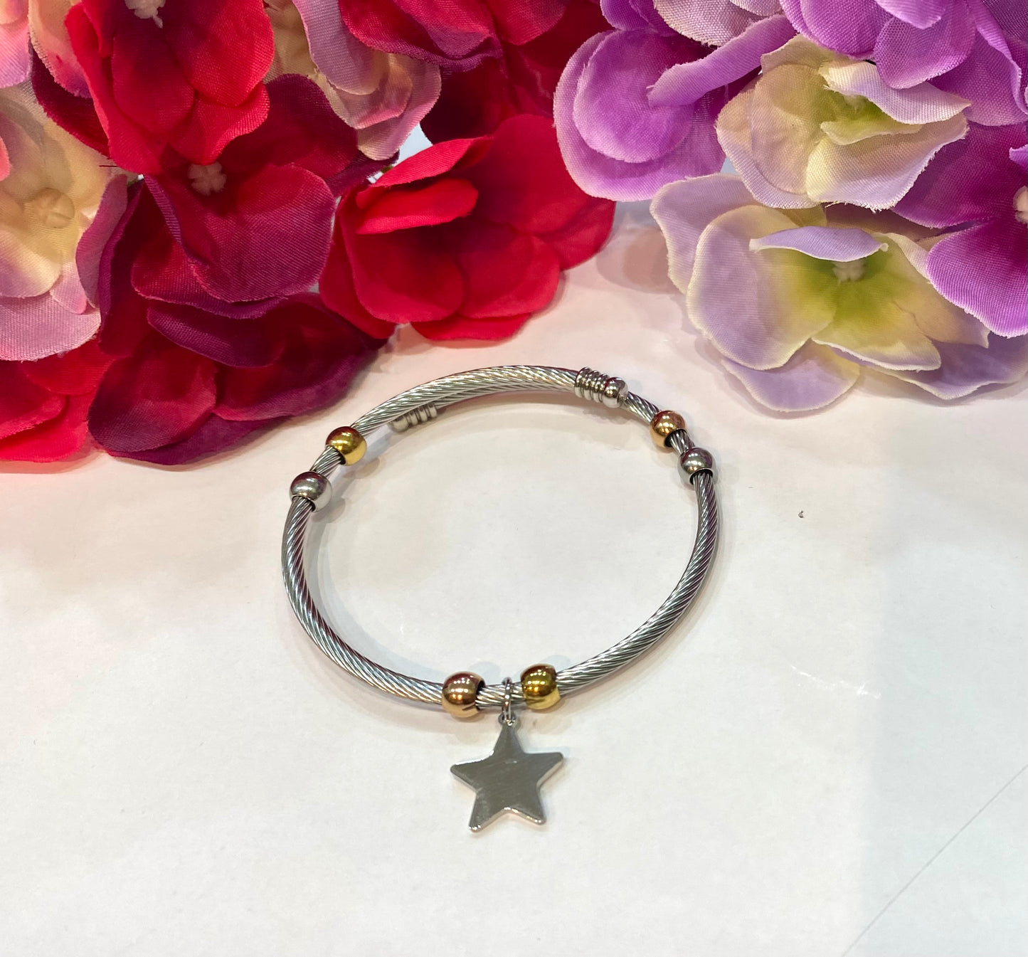 Pulsera acero con abalorio