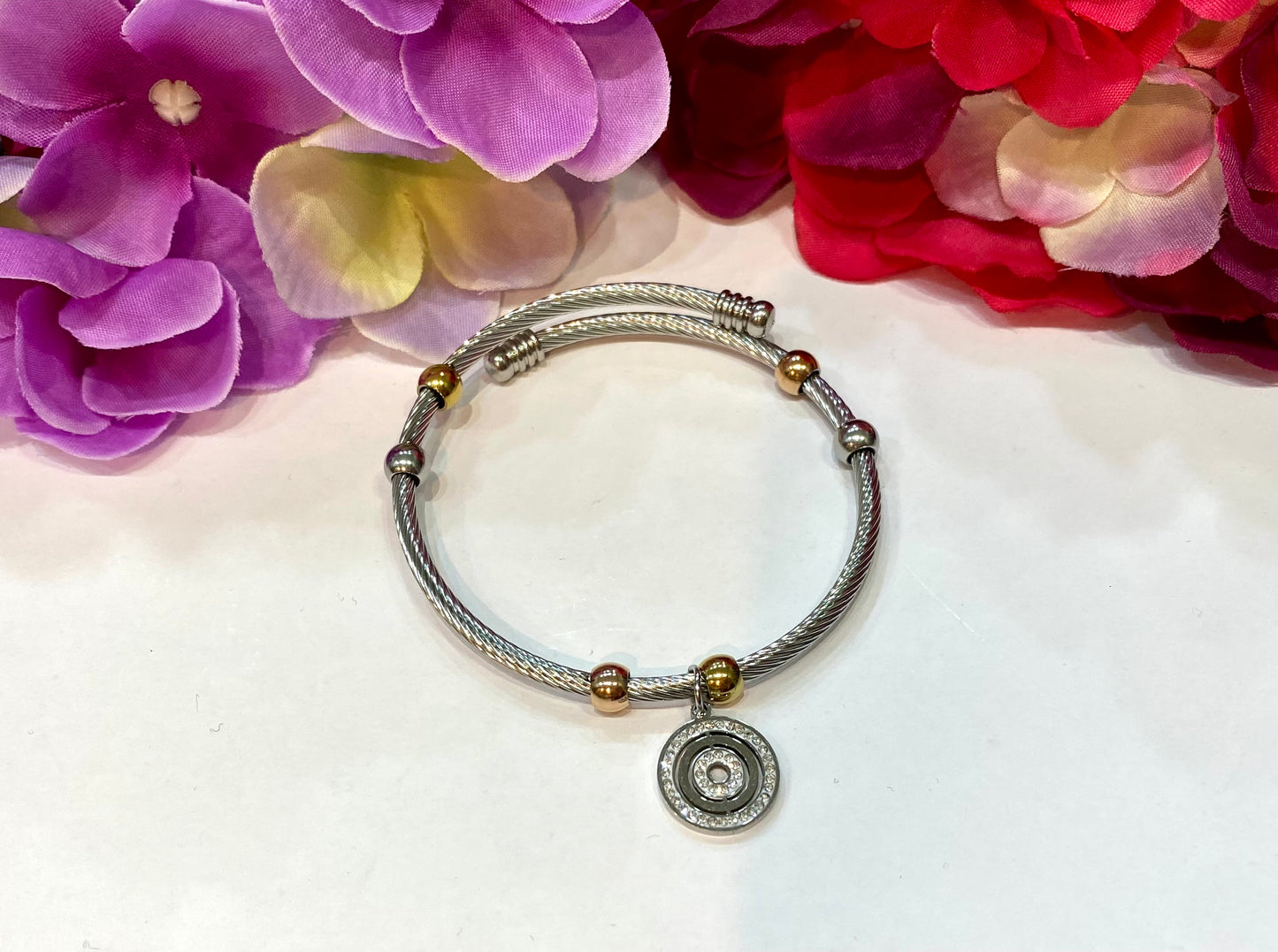 Pulsera acero con abalorio