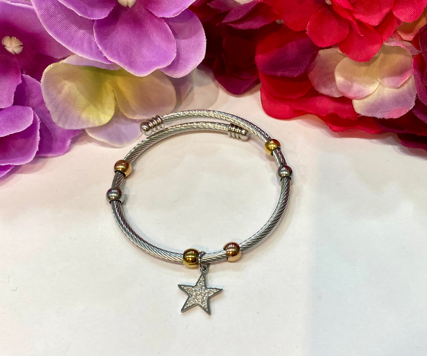 Pulsera acero con abalorio