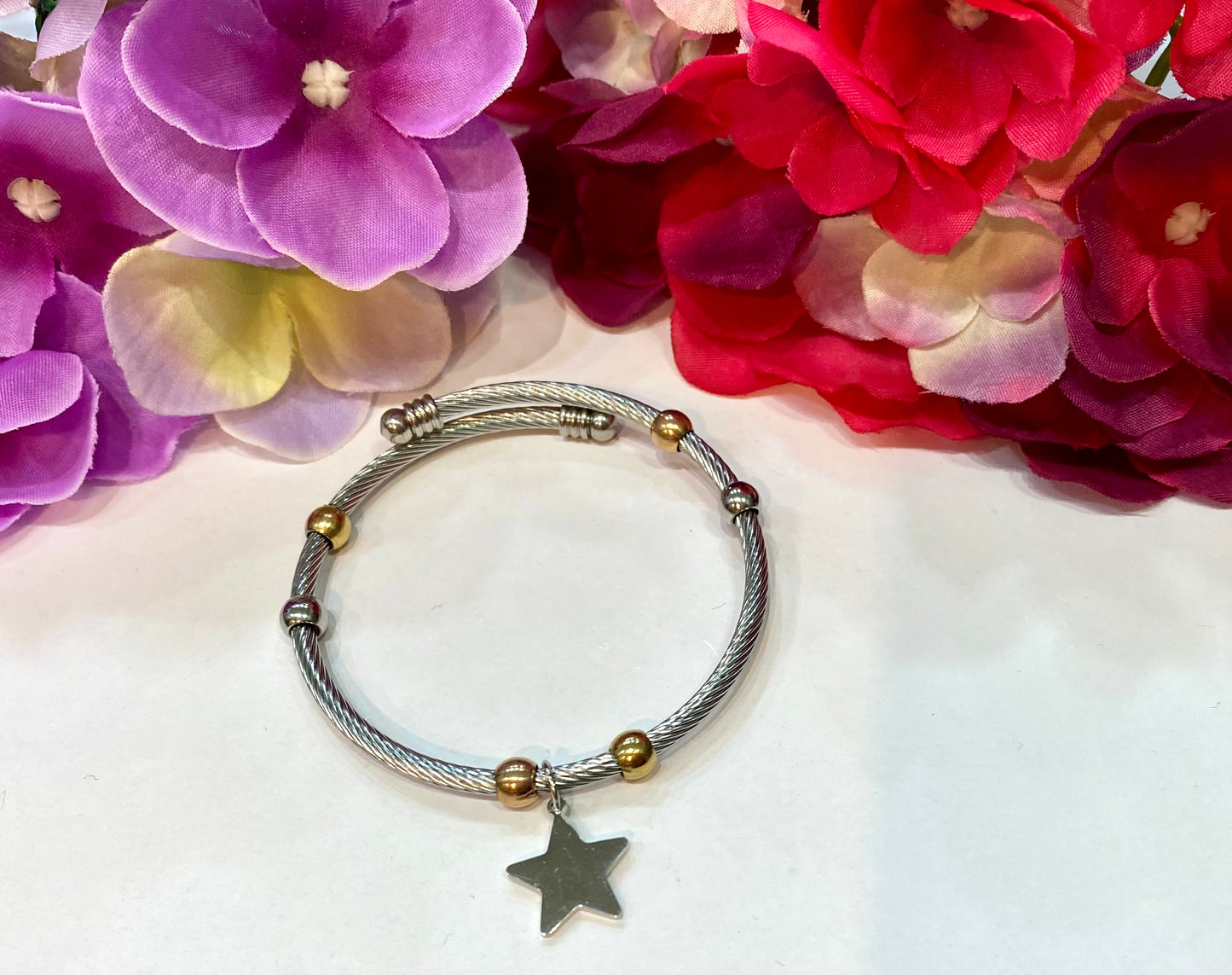 Pulsera acero con abalorio